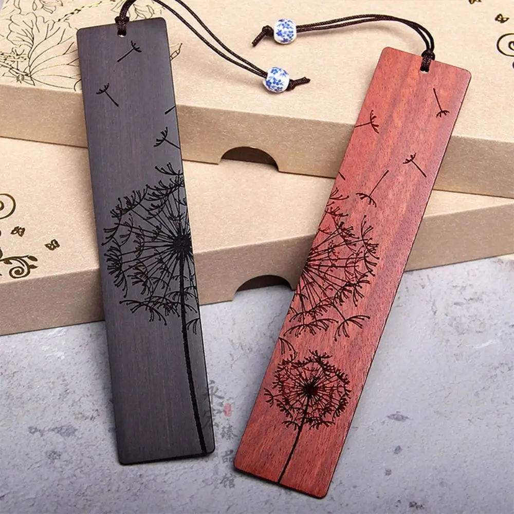 

Chinese Style Carving Mahogany Bookmark New Wooden Dandelion Shape Book Clip School Office Student Supplies Read Stationery