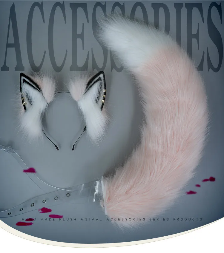 

Cosplay Animal White Fox Headwear Women Men's Ear Tail Sets Pet Halloween Costume Props Adult Accessories Cartoon Plush Headband