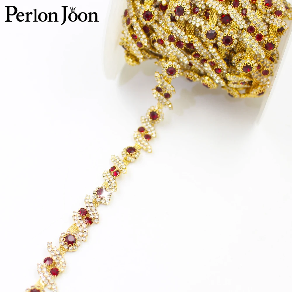 Neue Gold Kristall Band Bunte Applique Strass Trim Kette für Frauen Schuhe Taschen Kleidung Dekoration Zubehör ML183-193 – Detail 25
