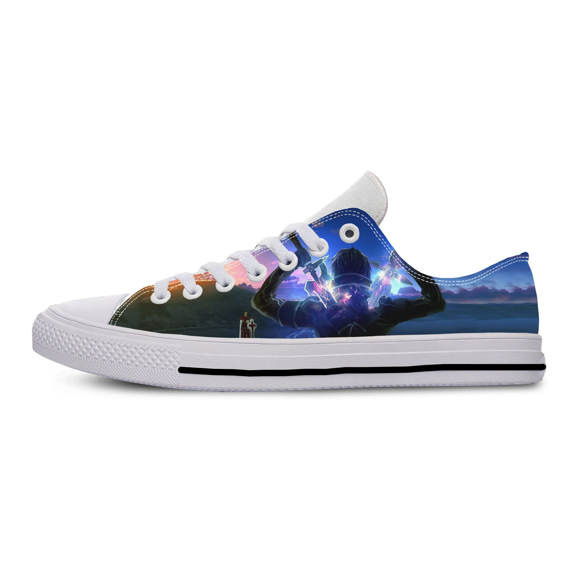 

Anime Sword Art Online Kirigaya Kazuto Cool Casual Cloth Shoes Low Top Lightweight Breathable 3D Print Men Women Sneakers