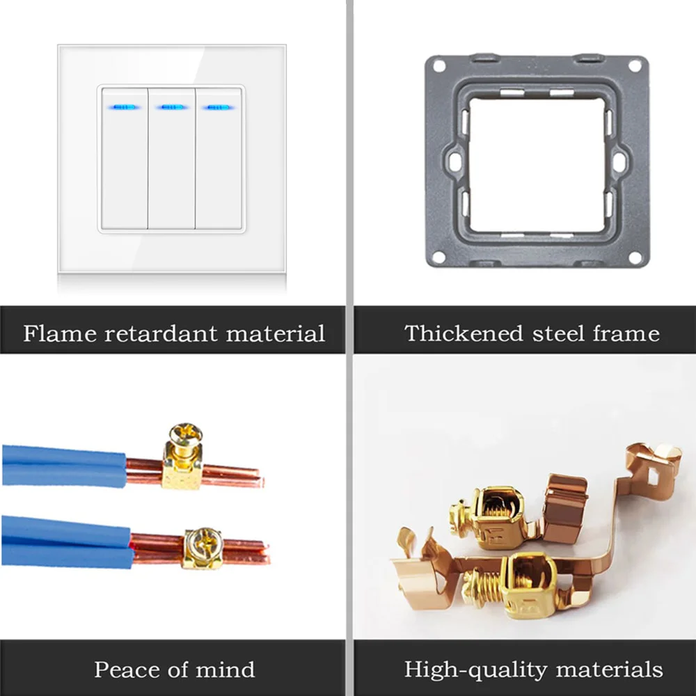 luz parede 86*86mm 3 gang 1 maneira