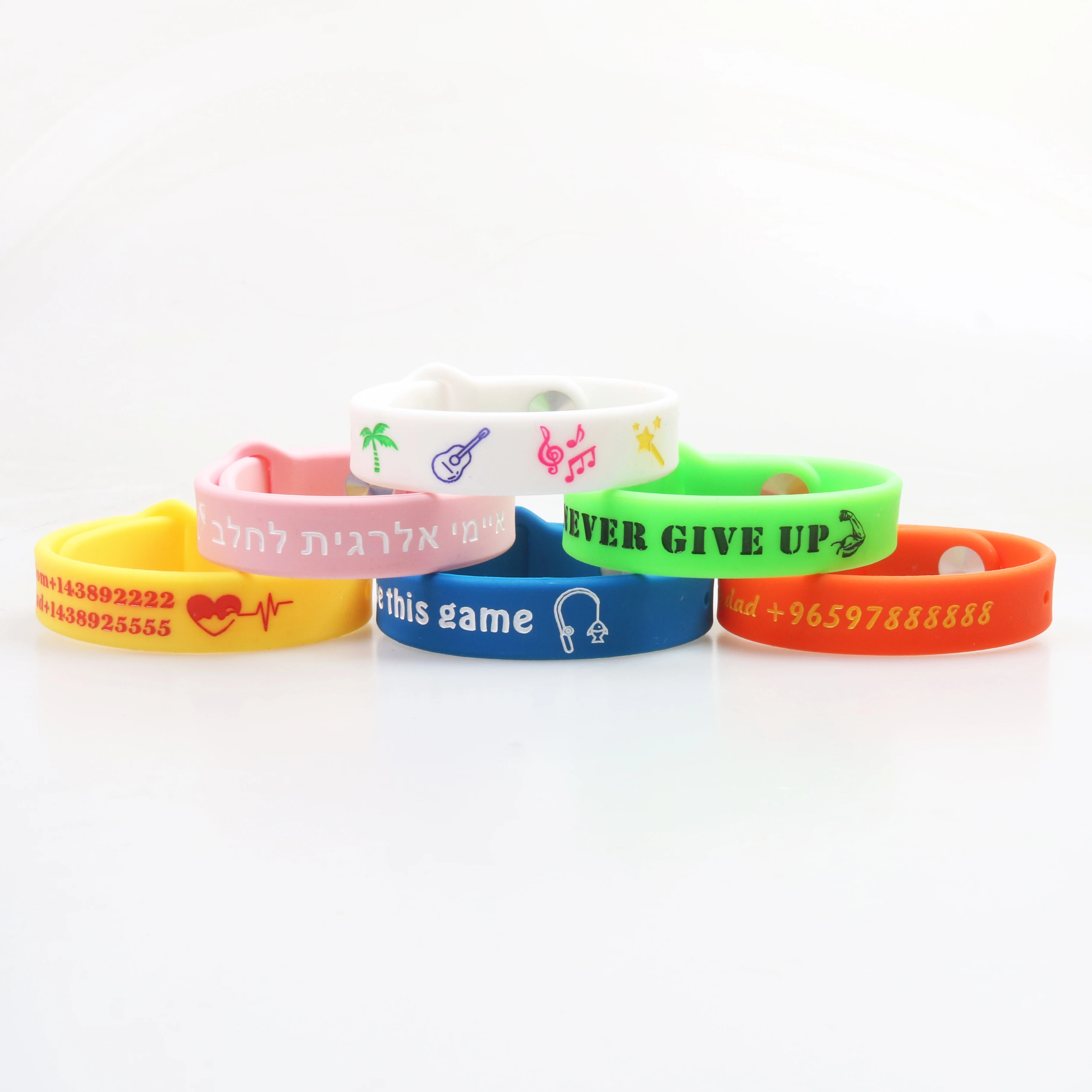 Silicone Bracelets 1PCS Back buckle style Custom DIY Name Phone Number Engraved Personalized Wristband birthday