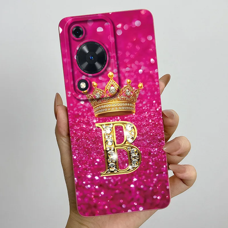 Crown Initial Letter Couple Phone Case - Soft Silicone TPU Lens Protective Casing
