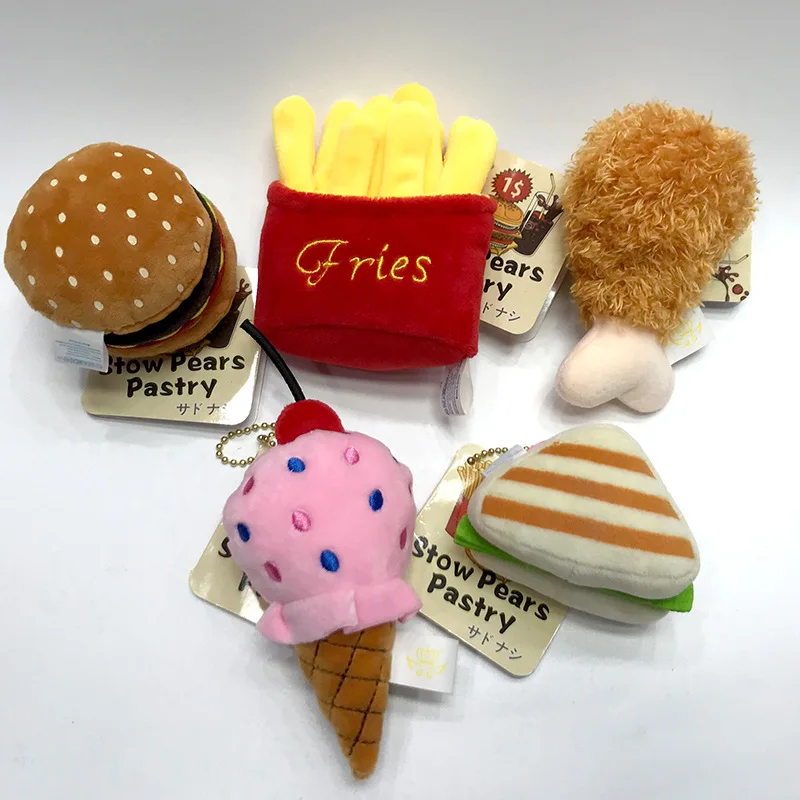 

Kawaii Food Hamburger Sanwich French Fries Ice Cream Plush Doll Soft Stuffed Plush Pendant Keychains for Children Gifts Toys