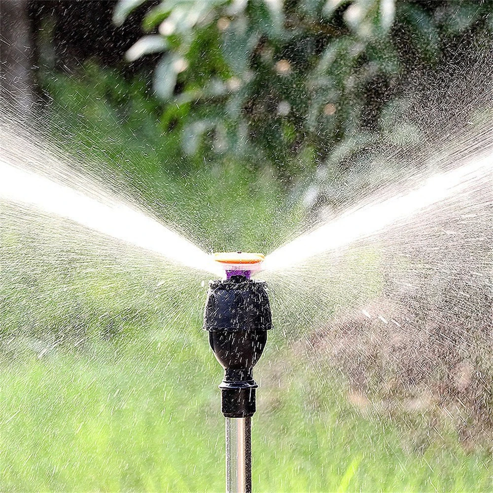 

Degree Rotating Jet Sprinklers Metal Structure Support Double Outlet Rocker Nozzle Garden Irrigation Watering Tripod Bracket