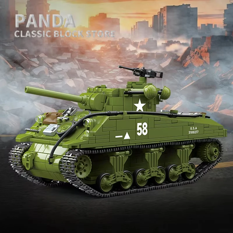 WW2 DIY Military Bricks Kit Army Medium Tank Model Battle Panzer ...