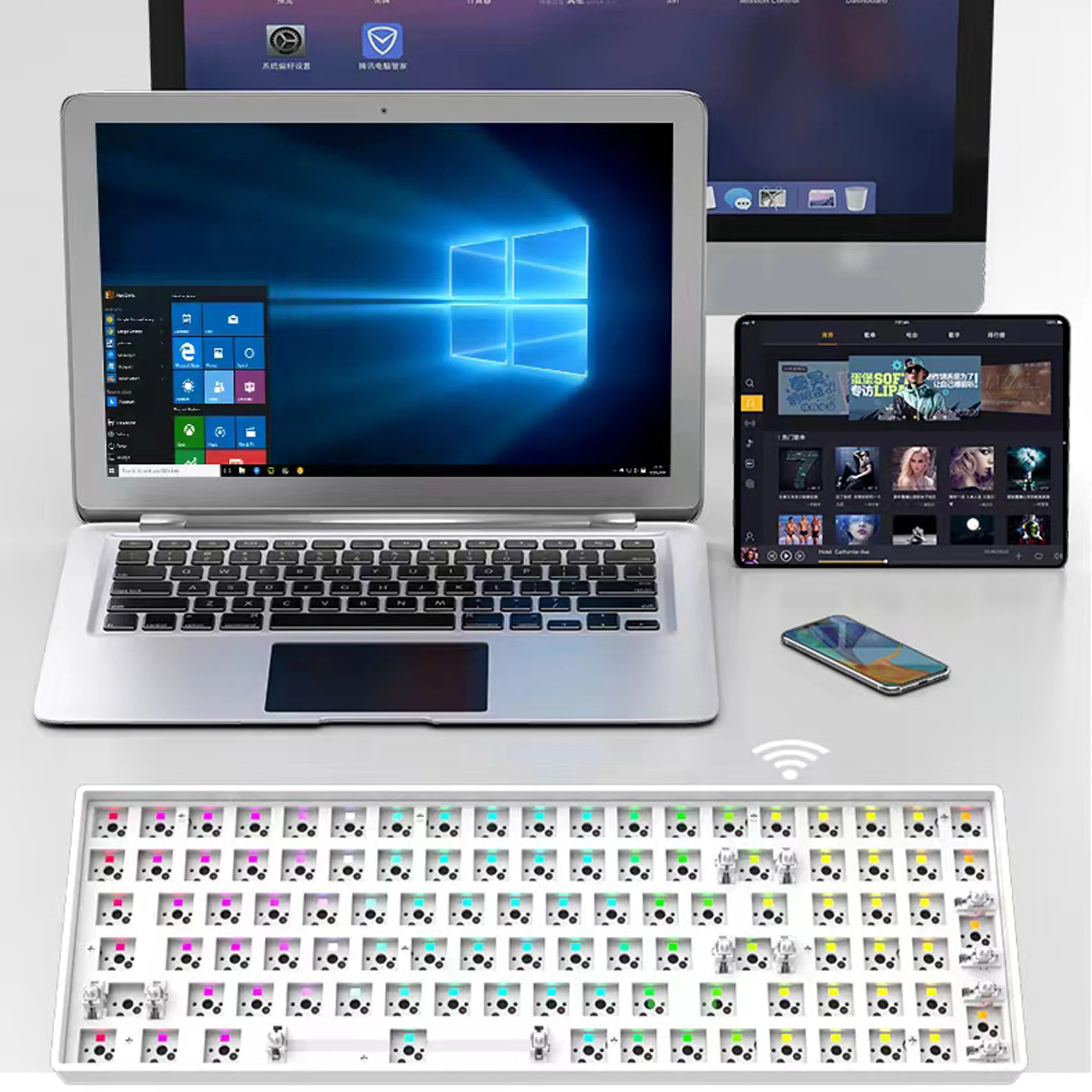 バックライト付きメカニカルキーボードキット100,マジック,Bluetooth