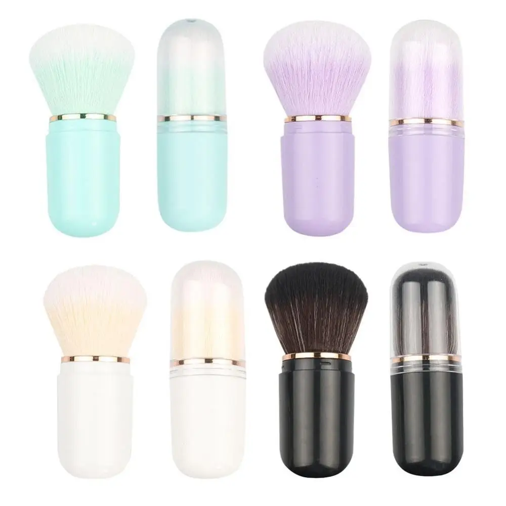 New Retractable Retractable Kabuki Brush Multifunctional Cute Travel Makeup Brush Capsule-shape Nail Powder Brush for Blusher