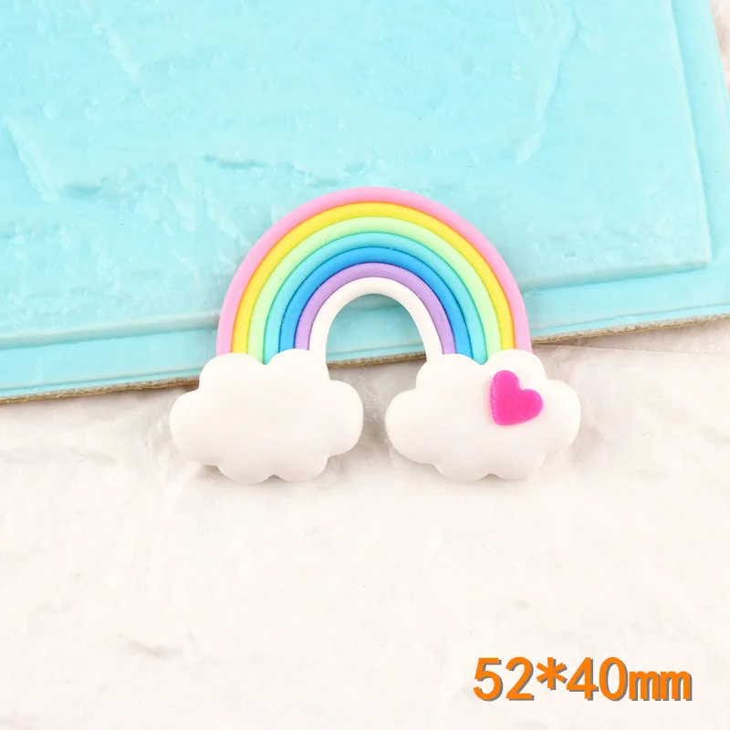 6pcs Kawaii Spiral Rainbow Candy Polymer Clay Cabochons Flatback For DIY Phone Decoration