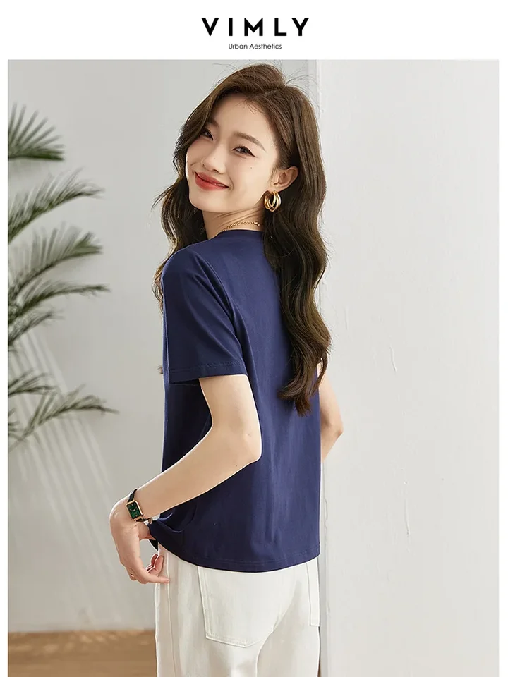 Hiistandd Women's Short Sleeve Basic Tee - 65% Cotton 35% Polyester, Round Neck, Casual Summer Top