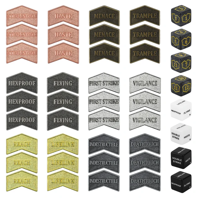 68Pcs MTG Antique Metal Buff Counter Tokens & Keyword Counters Dice Set Magic The Gathering MTG TCG Card Gaming Accessories& Box 1