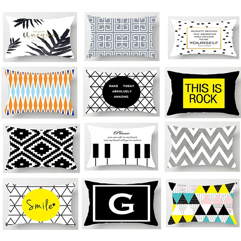 Double-sided length 30*50 cm square geometric cushion living room sofa headboard waist pillowcase Modern simple pillowcase 5