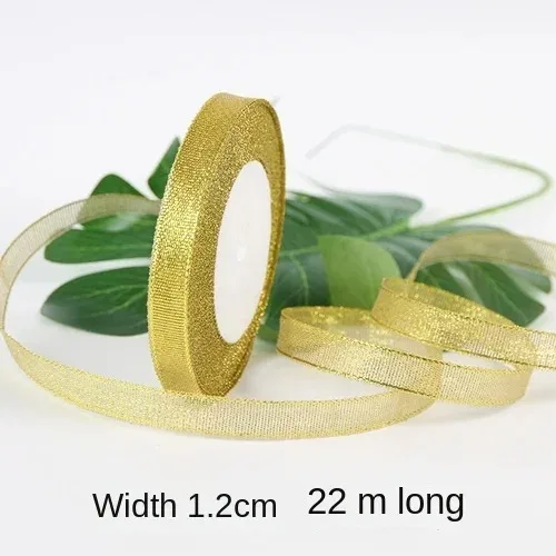 Gold and Silver Metallic Glitter Ribbon – 25-Yard Roll for DIY Crafts, Sewing, and Gift Wrapping