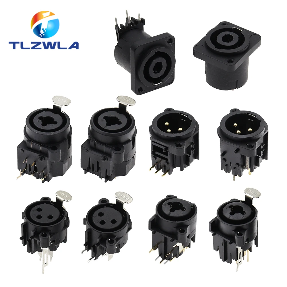1PCS 3pin XLR Female Socket Connector Panel Mount Mixer Microphone Audio Speakers Plug Adapter