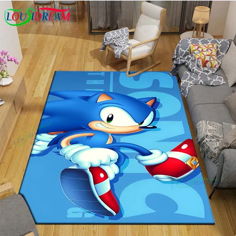 Floor Mat Kids Carpet Decorative Carpet Anime Characters S-Sonics Carpet Living Room Home Sofa Decoration Children Game Large Decor Yoga Mat