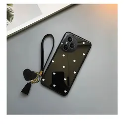 Chic Love Heart Glass Phone Case with Shockproof Tassel Lanyard and Soft Edges - honor 400 Pro (L - 836)