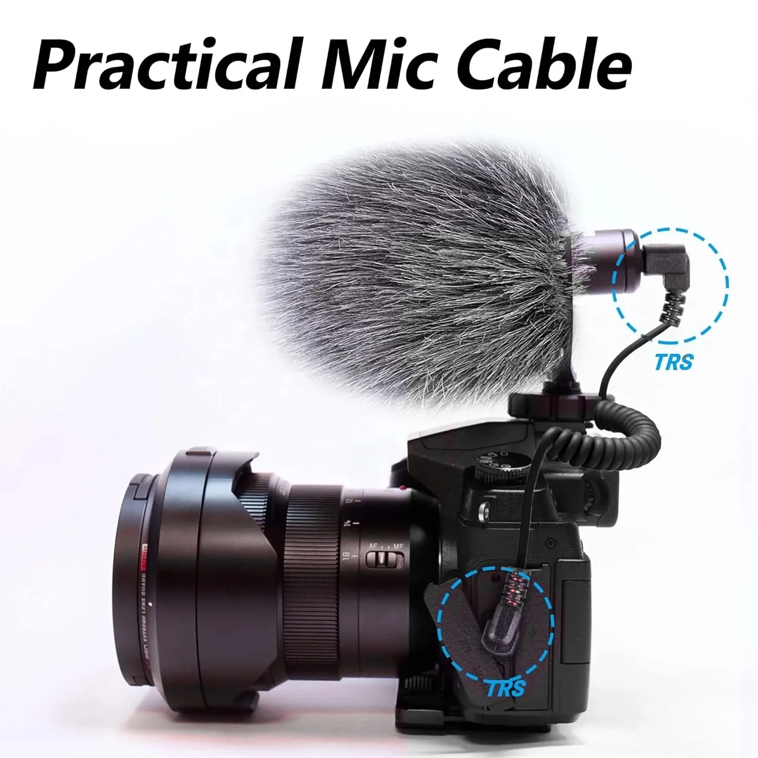 90 Degree Right Angle Coiled Microphone Cable with 3.5mm TRS Connection