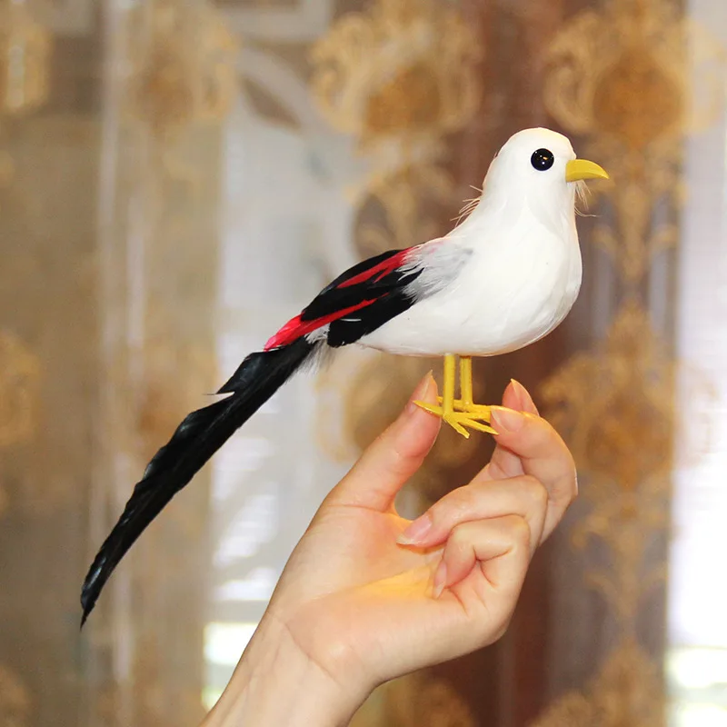 HUIKJI 24 clip per uccelli artificiali, in finta schiuma con piume di uccello bianco, mini uccellini, ornamenti per uccelli fai da te per decorazione di matrimoni, feste, accessori per albero di
