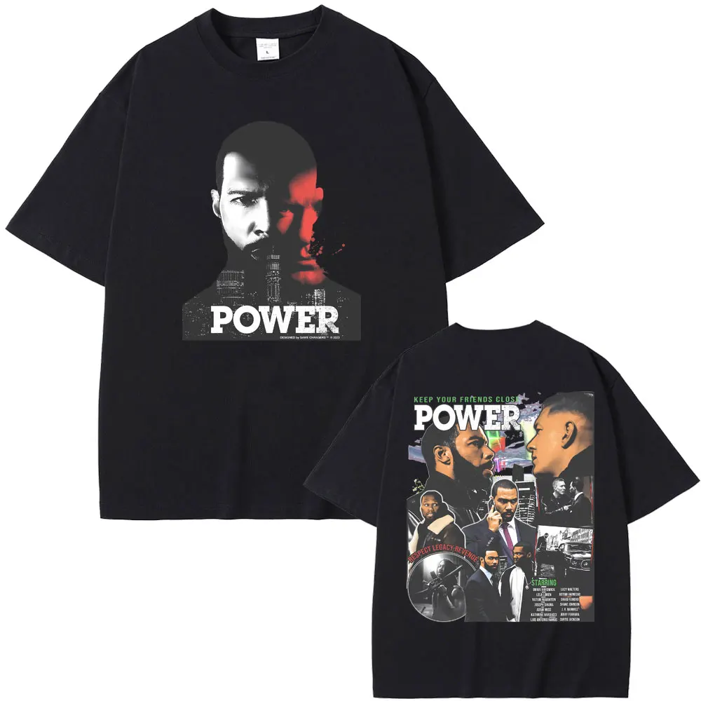 

Singer Power Keep Your Friedns Close Double Sided Print T Shirt Men Cotton Oversized T-shirts Summer Male Hip Hop Casual Tshirt