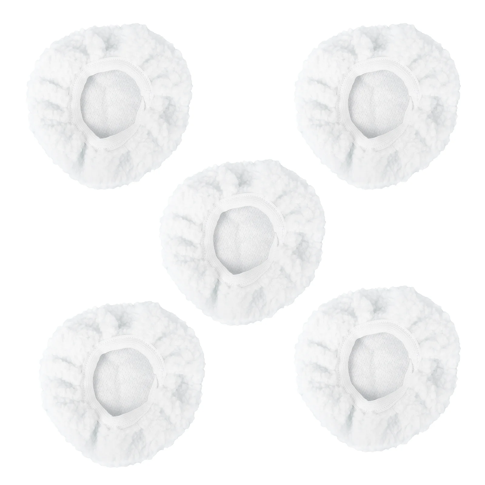 

5 PCS Car Polishing Waxing Lambswool Bonnets Pads - 5-6 inch (White)