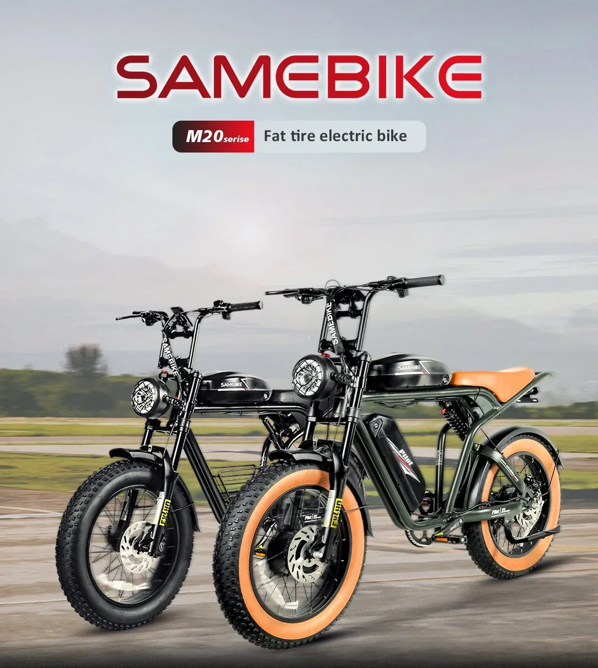 Electric bike SAMEBIKE M20 2000W 48V36AH 20 inch Terrain tires E-bike adult battery dual motor full suspension electric bicycle