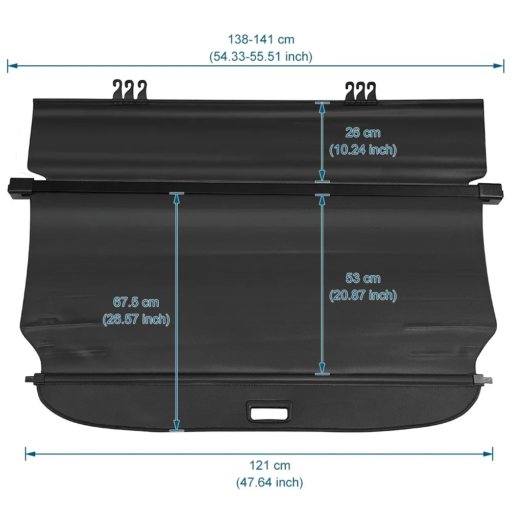 Car Rear Cargo Cover Privacy Trunk Fit for Ford Edge 2015-Screen Security Shield Curtain Black Retractable Cargo Cover