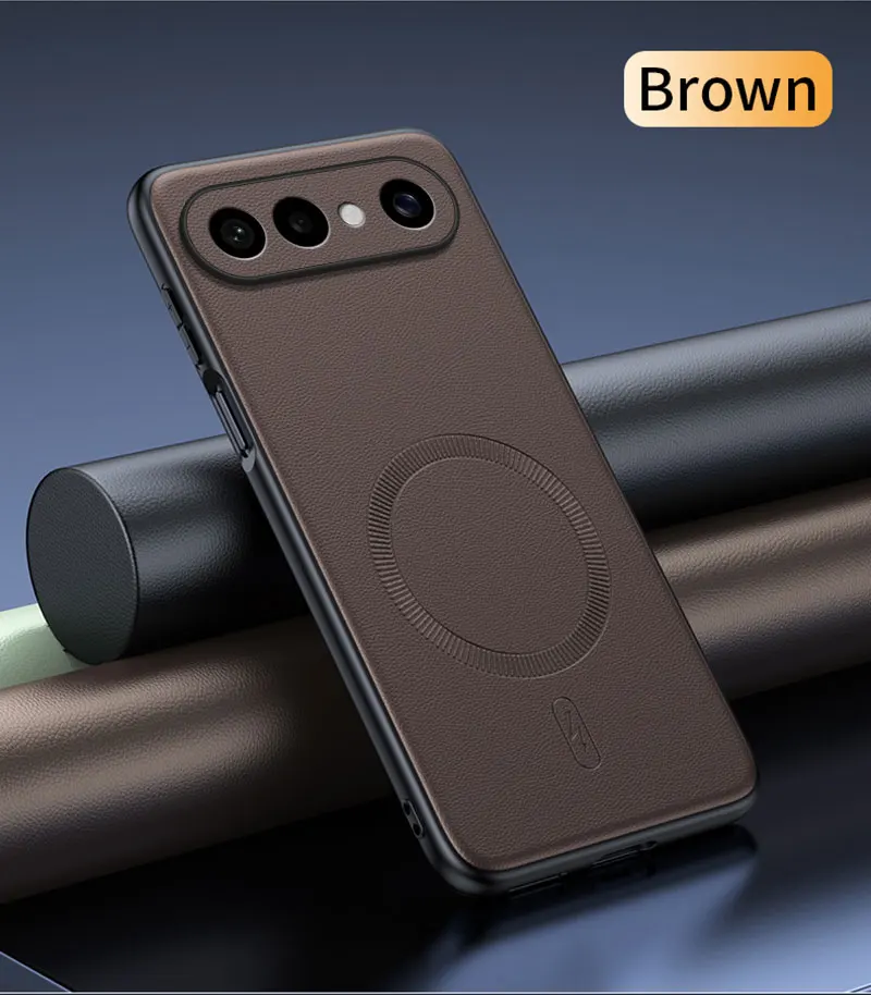 Camera Protection Leather Texture Case with Magnetic Wireless Charging - Slim and Stylish Design