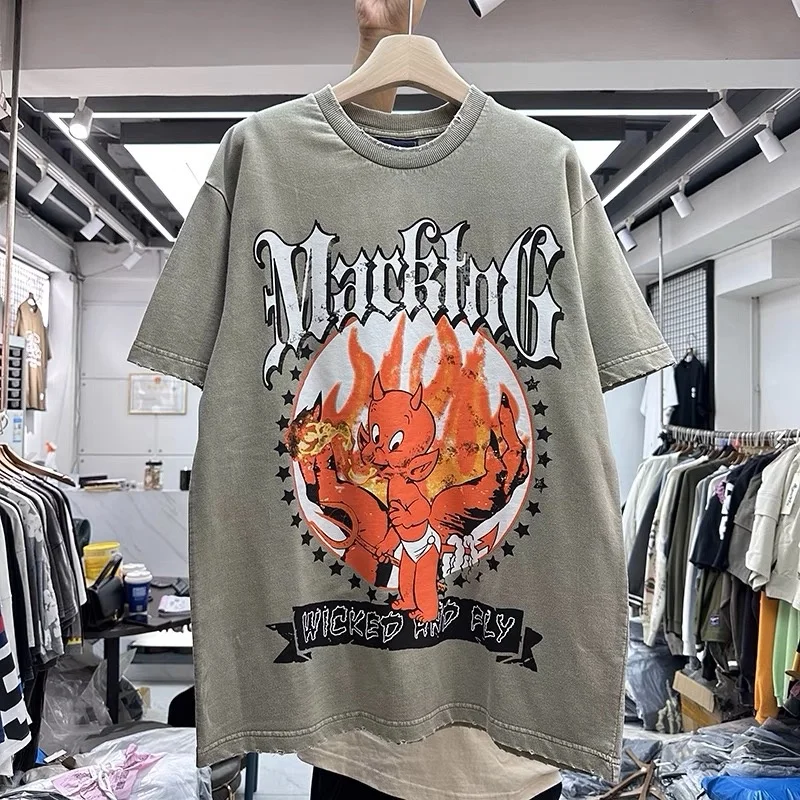 

Red Imp flame print shirt