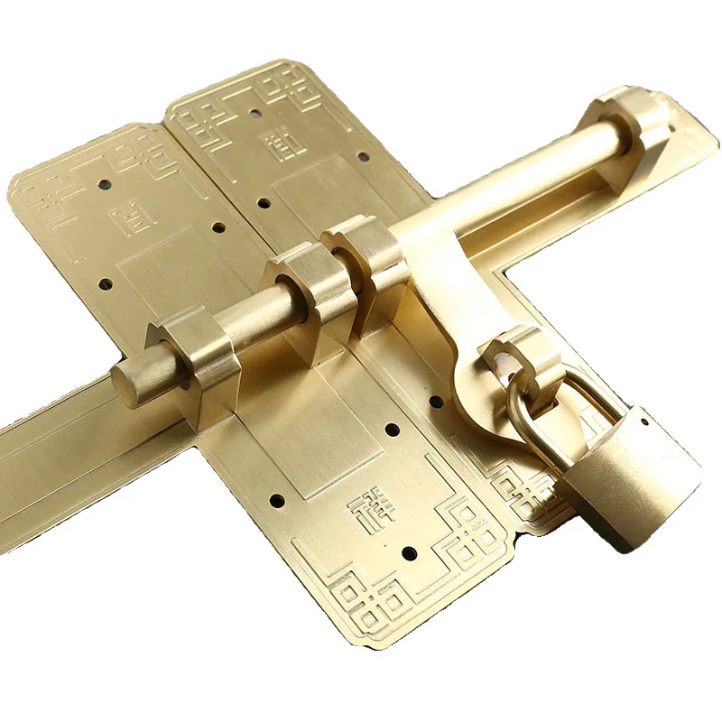 Pure Brass Thickened Bolt in Chinese Antique Style Lock Old Wooden Door Ancient Building Complex Classical Courtyard D
