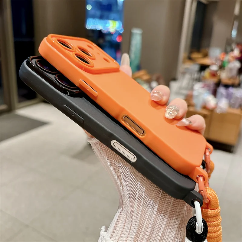 Luxury TPU Crossbody Lanyard Phone Case with Handheld Short Rope Soft Cover