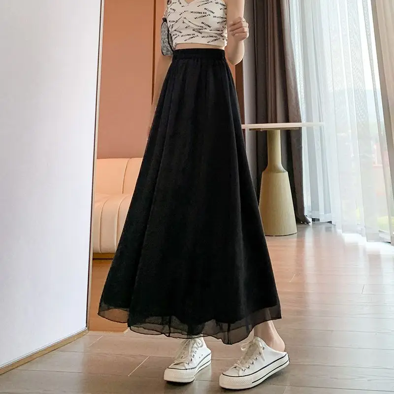 2023 New 40.00 Kg-100.00 Kg Wearable Loose Plus Size Women Wide-Legged Pants Skirt Stylish Casual High-waisted Nine-point Pants