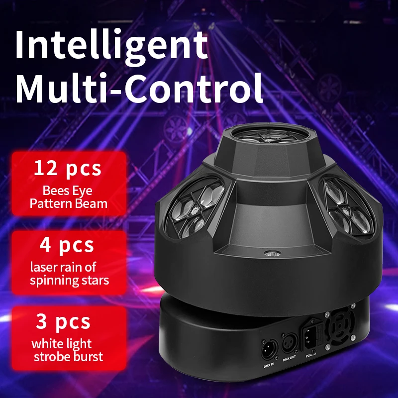 Four head bee eye laser light  LED voice controlled laser spot disco light  stage seven color rotating dj KTV  party bar light