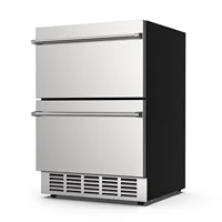 24 Inch Under Counter Double Drawer Fridge Indoor and Outdoor Beverage Refrigerator Stainless Steel Beverage Fridge  Foam Door 1