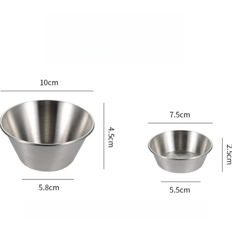 304 Stainless Steel Seasoning Dish Round Divided Small Plate Seasoning Sauce Dip Bowl Soy Spice Condiment Vinegar Containers