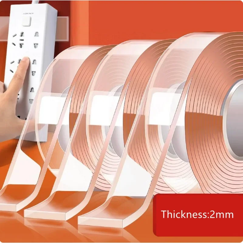 Super Strong Nano Double Sided Tape Transparent Reusable Waterproof Adhesive Tapes Cleanable Home Kitchen Bathroom 2030