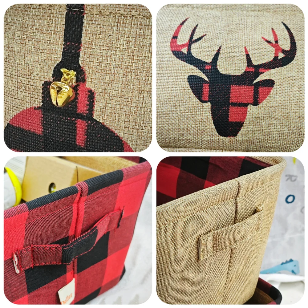 3 Pcs Collapsible Storage Basket Cute Christmas Elk Fabric Organizer Collection Bin Box for Pet Cat Dog Toy Supplies 4