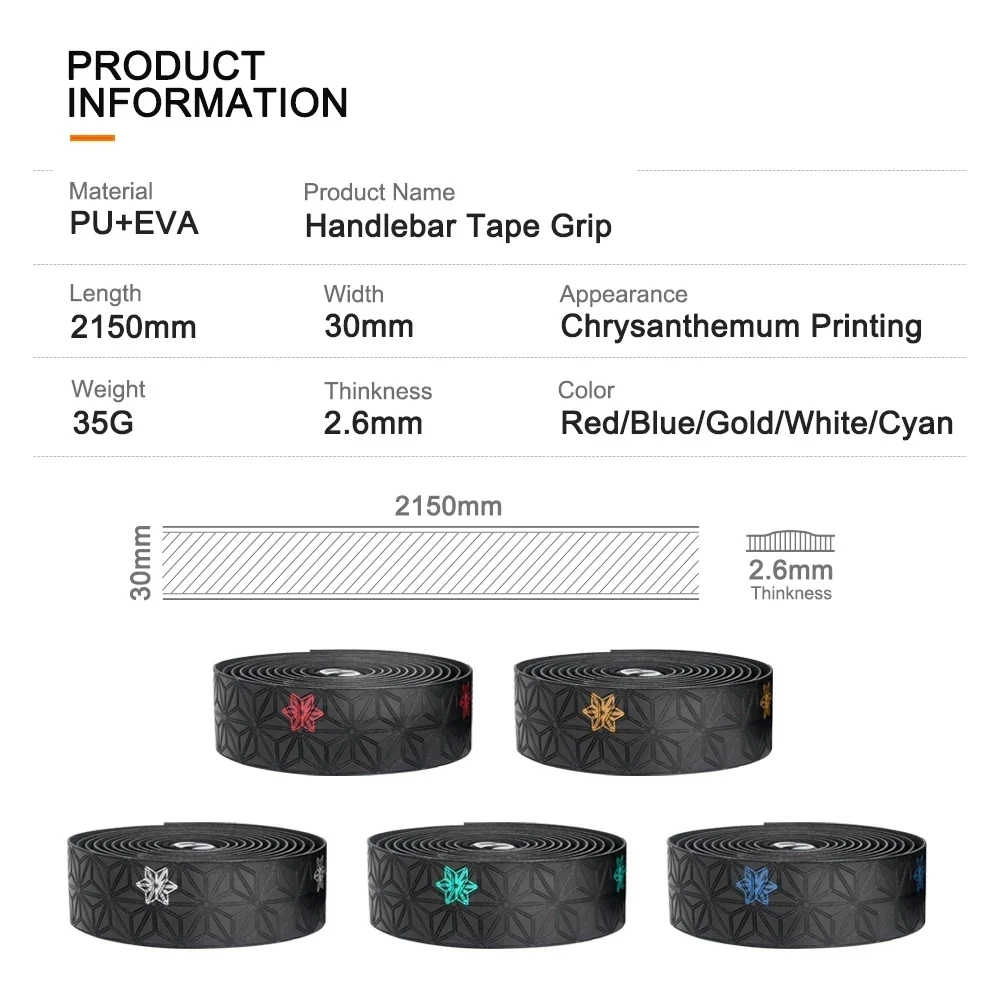 Road Bike Handlebar Tape Two-Colors Chrysanthemum Pattern Handlebar Tapes Non-slip and breathable Bar Tape Accessories