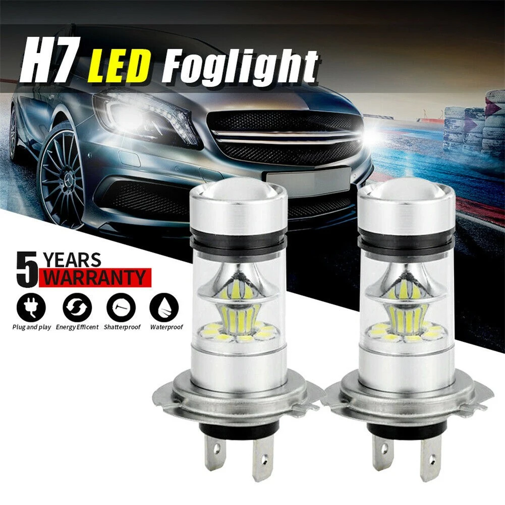 

2pcs H7 LED Headlight Conversion Kit Bulbs Foglight High Low Beam 100W 6000K Super White Low Power Consumption Durable