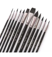 Professional Nylon Hair Wood Handle Watercolor Gouache Oil painting Face Body Paint Art Brush Set 2
