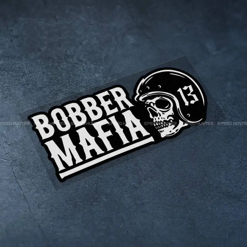 Retro Motorcycle Bobber Mafia Sticker Vintage Skull Helmet