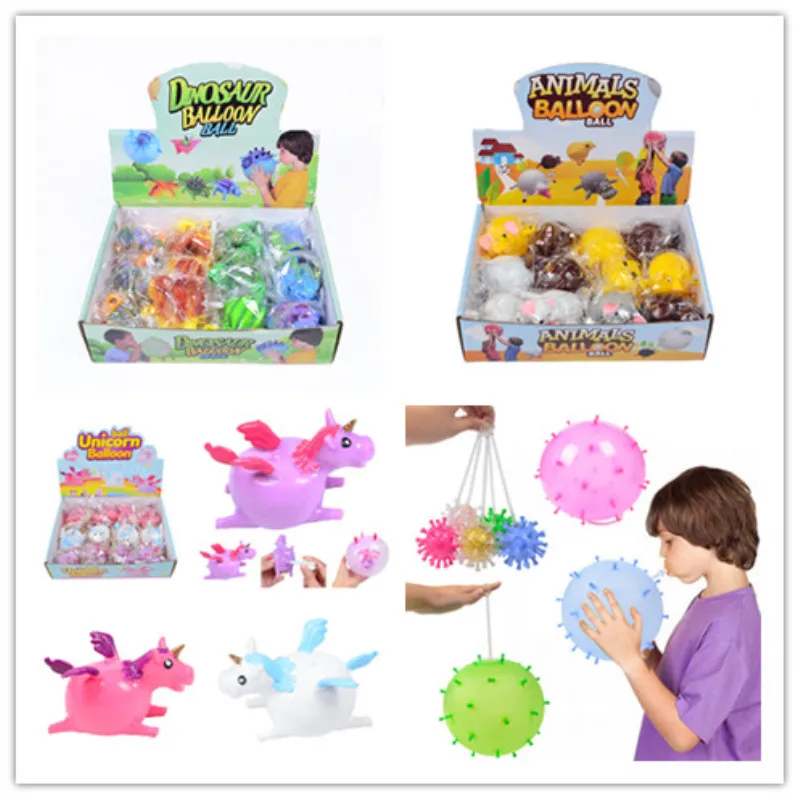 

12PCS Funny Blowing Animal Vent Toy Inflatable Animal Ball Water Balloon Squeeze Stress Relief Novelty Kids Party Children Toys