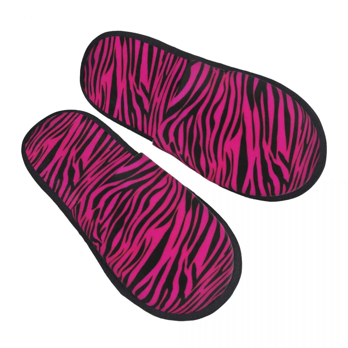 

Winter Slippers Gothic Pink Zebra Stripes Accessories Household Fur Slides Slippers Living Room Soft Anti Slip Slides