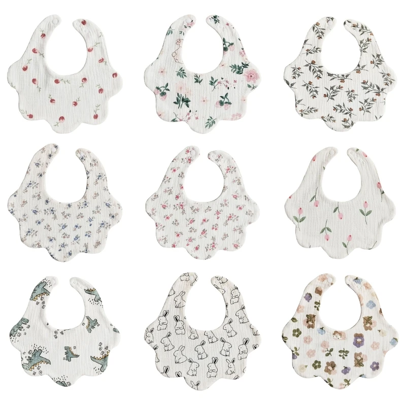 

67JC Baby Drooling Bib Burp Cloth for 0-24 Months Infants Cotton Saliva Towel Unisex Breathable Baby Feeding Bib for Newborn