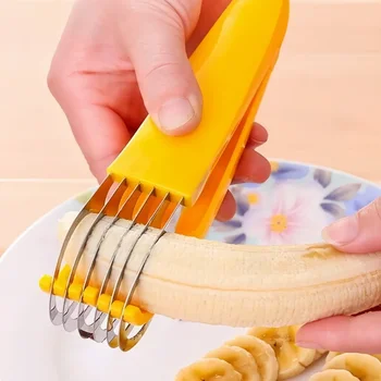 Banana Slicer Curved Handle Stainless Steel Blade Kitchen Knife for Cutting Fruits Vegetables Sausage Cutting Machine Chopper