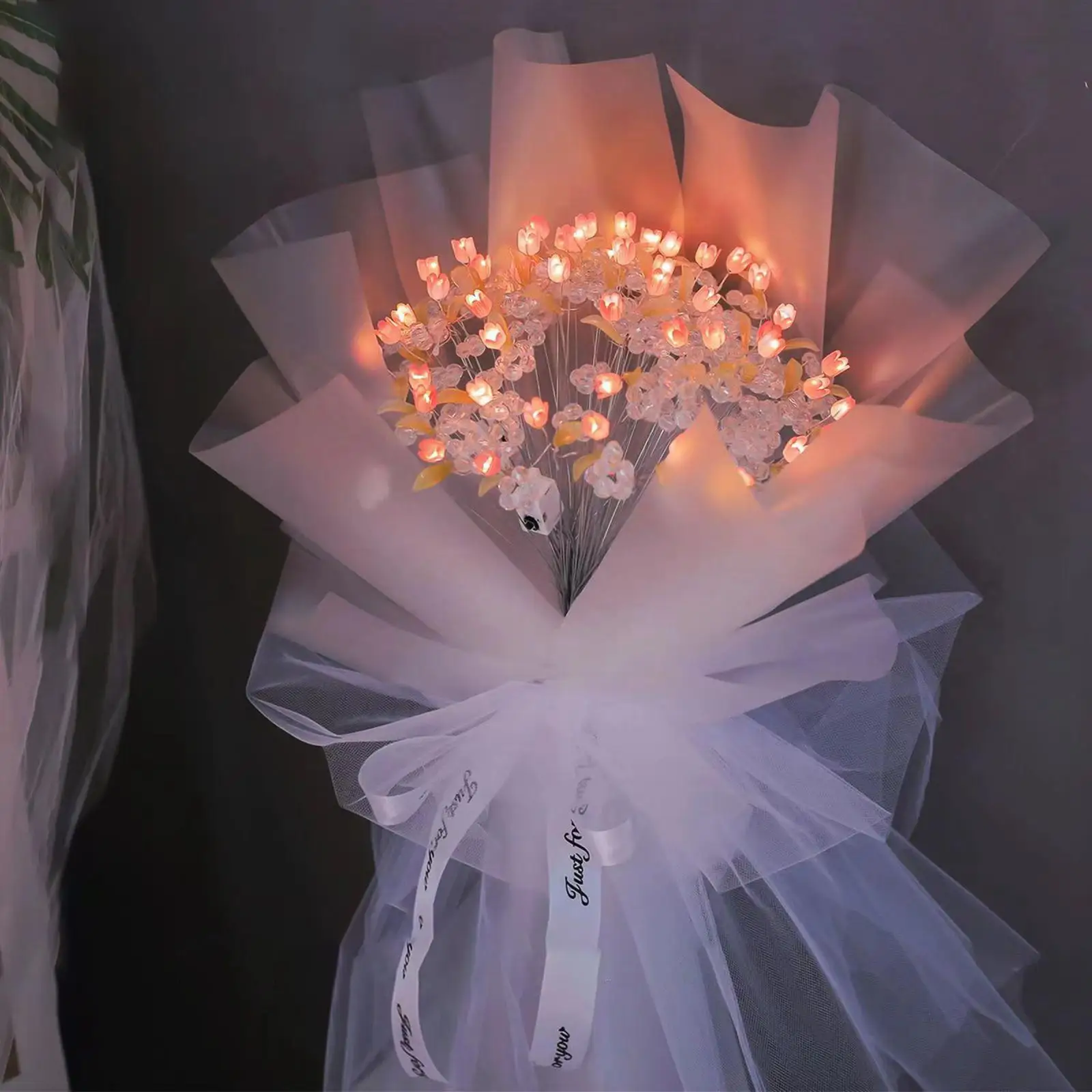 DIY Simulation Tulip Flower Bouquet Display Lovely Decorative Valentine's Day Gift Artificial Flowers for Indoor Farmhouse Study