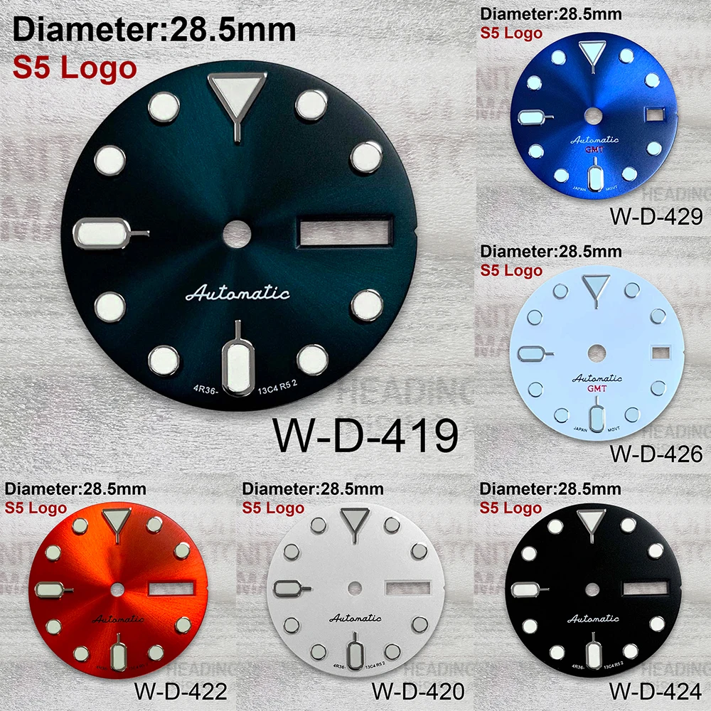 

Циферблат для часов Sunray SKX/GMT с S-логотипом 28,5 мм, подходит для NH35/NH36/NH34, аксессуары для часов с автоматическим движением и зеленым светом
