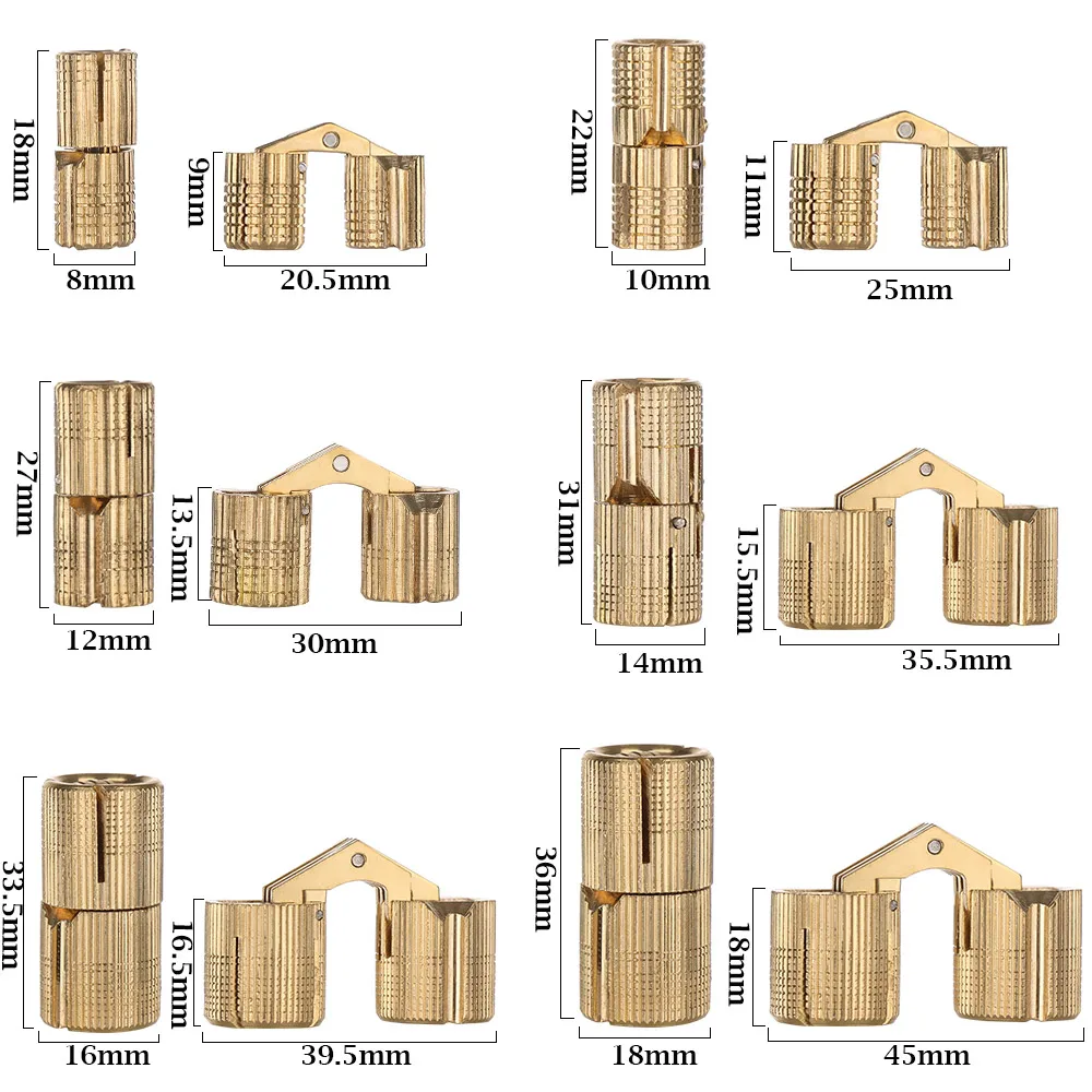 Furniture Brass Hinges 8-18mm For Invisible Door