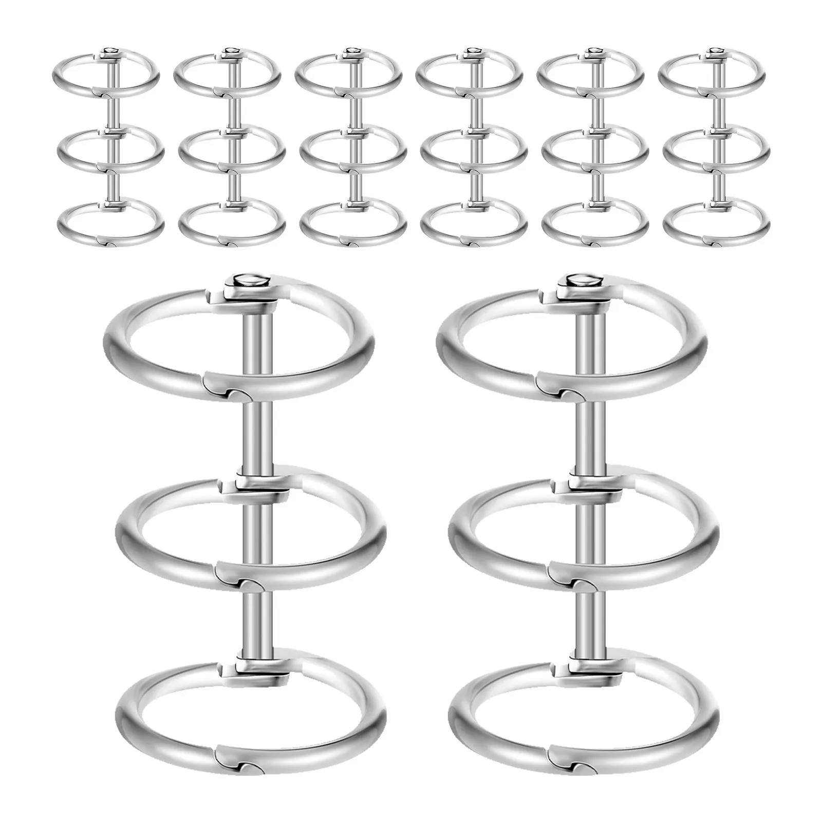 8Pcs 튼튼한 녹슬지 않는 금속 노트북 바인딩 링 DIY 달력 플래너 스크랩북 학교용 3링 스냅 분할 힌지 디자인