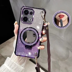 Elegant Crossbody Lanyard Shockproof Plating Case with Mirror and Makeup Holder Cover for Redmi 15C 4G EU173mm (PURPLE)