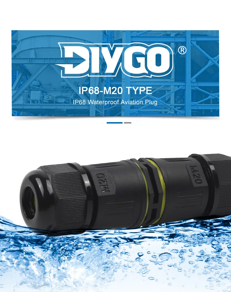 M20-2/3P wasserdichter Steckverbinder 5–12 mm Push-In mit Hebel-Spleißanschluss, Schnellanschluss, Anschlussdose, IP68, Außendraht-Stecker – Detail 1